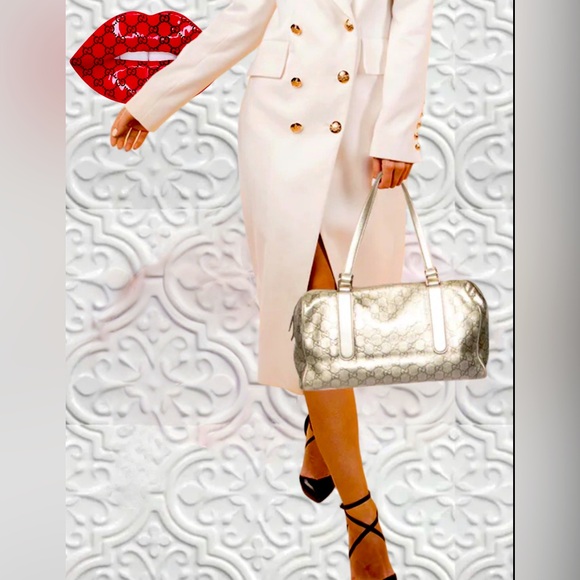 Gucci Beige and Metallic Monogram Charmy
Boston Bag - EUC - Picture 1 of 10